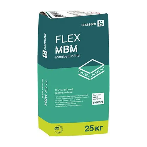 Клей плиточный среднеслойный Strasser Flex MBM 25 кг