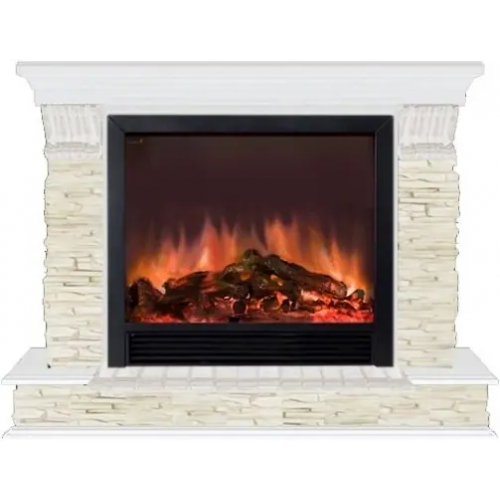 Каминокомплект с отделкой камнем Glenrich Панорама Sharm 39 Sharm39 Black