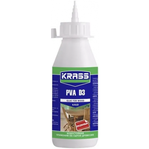Клей для древесины водостойкий Krass ПВА PVA D3 500 мл