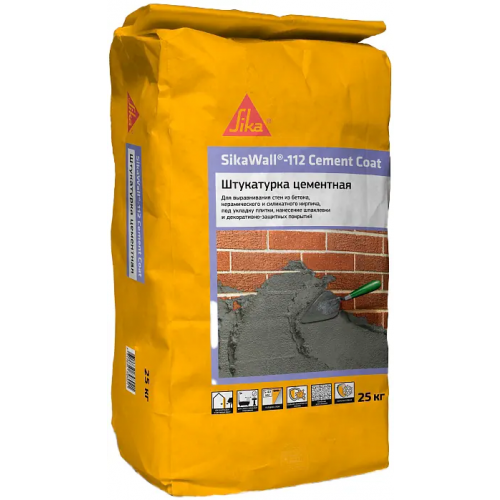 Штукатурка цементная высокопрочная Sika wall 112 Cement Coat 25 кг