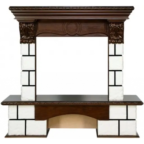 Портал каменный Royal Flame Pierre Luxe темный дуб белый под очаг Vision 23 LED FX/Vision 23 EF LED FX/Vision 23 EF LED 3 D FX