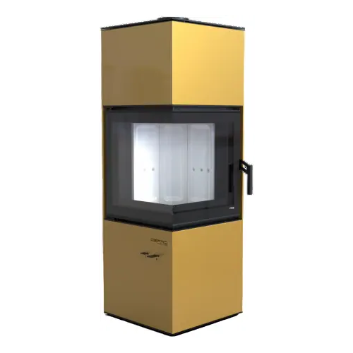 Печь камин Defro Home Quadroom Г образная 9600 Вт облицовка золотая сталь