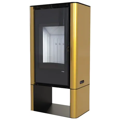 Печь камин Defro Home Solum Log прямая 9000 Вт облицовка золотая сталь