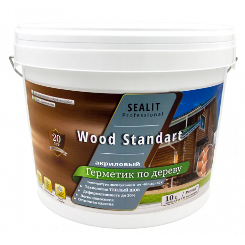 Герметик акриловый по дереву Sealit Professional Wood Standart 10 л палисандр