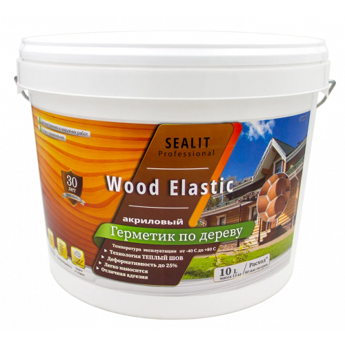 Герметик акриловый по дереву Sealit Professional Wood Elastic 10 л дуб