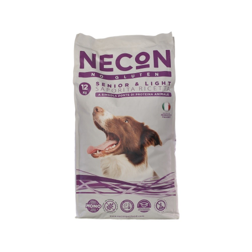 Корм для собак NECON для пожилых и для поддержания оптимального веса, со свининой и рисом сух. 12кг