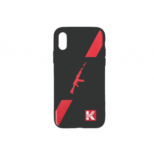 Чехол Калашников для iPhone X, XS (Красный автомат, силикон) (ОТК1000098)