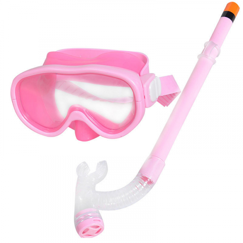 Набор для плавания маска+трубка Sportex E33114-6 розовый, (ПВХ)