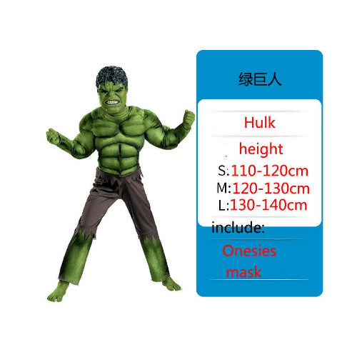 IQchina Детский карнавальный костюм и Маска супергероя с мускулами (Hulk Халк) Размер M