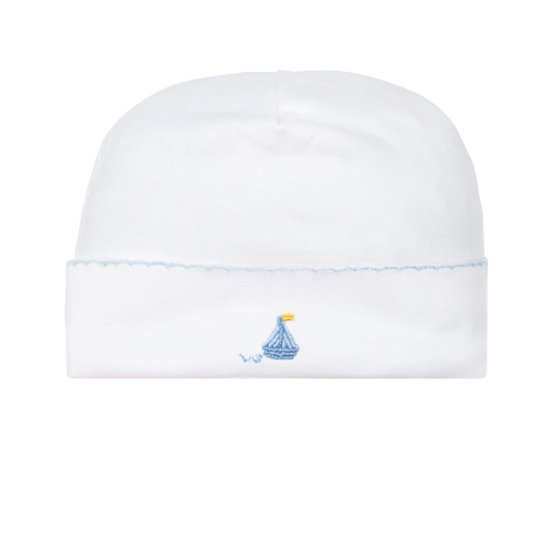 Белая шапка с вышивкой "кораблик" Lyda Baby