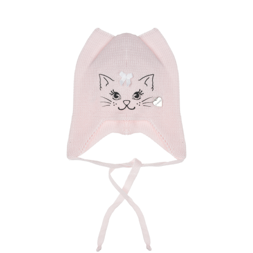 Розовая шапка с декором "кошка" Il Trenino