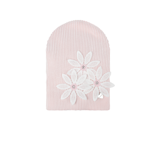 Розовая шапка с аппликацией "цветы" Il Trenino
