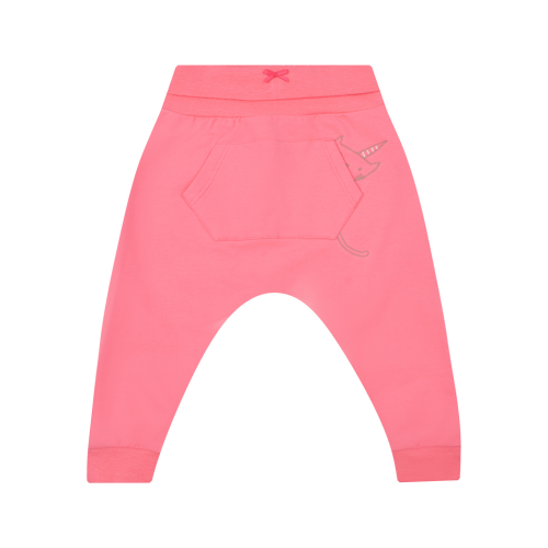 Розовые спортивные брюки с принтом "кот-единорог" Sanetta Kidswear