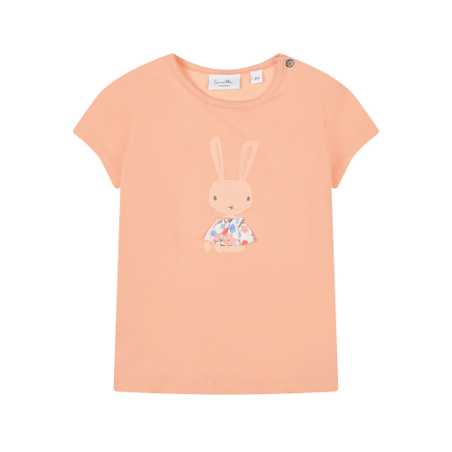 Футболка персикового цвета с принтом "заяц" Sanetta Kidswear