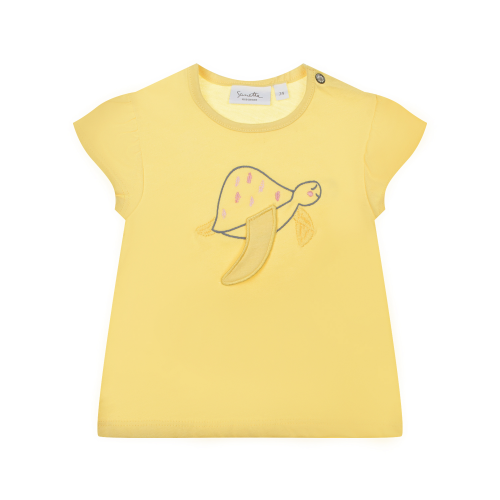 Желтая футболка с принтом "морская черепаха" Sanetta Kidswear