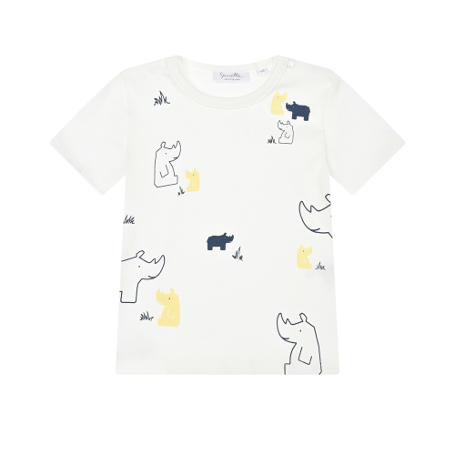 Белая футболка с принтом "носороги" Sanetta fiftyseven