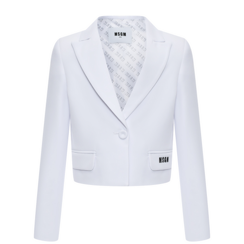 Пиджак укороченный белый на одной пуговице MSGM