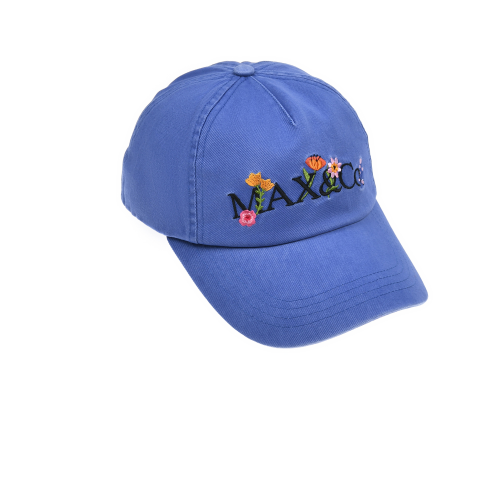 Бейсболка с логотипом и вышитыми цветами, синяя Max&Co