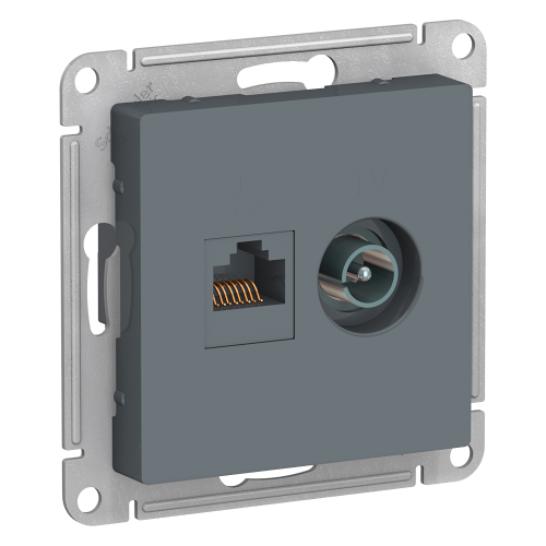  Atlasdesign Розетка двойная ТВ + компьютерная RJ45, кат. 5Е, Грифель Schneider Electric ATN000789