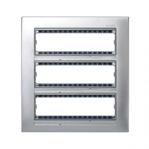  Рамка, 24 узких (12 широких) модулей в 3 ряда (+суппорт), 268*250*10,5мм, S82C, алюминий Simon 82 82852-33