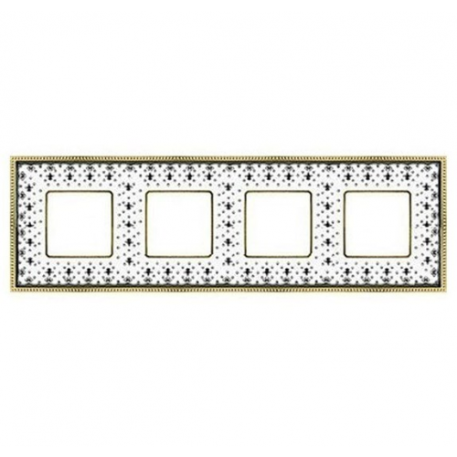  Рамка Belle Epoque Porcelain Black lys / bright gold 4-постовая гор/верт. Fede FD01474NEOB