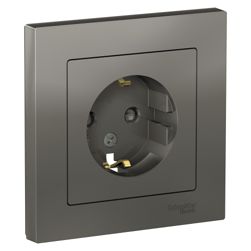 Atlasdesign Розетка с заземлением со шторками, 16А, в сборе, Сталь Schneider Electric ATN000944