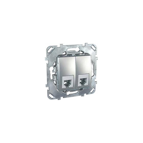  Телефонная розетка 2хRJ11 (4 конт) алюминий Schneider Electric MGU5.9090.30ZD
