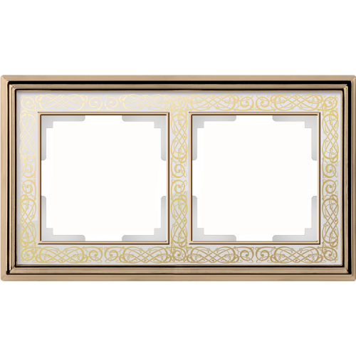  Рамка на 2 поста (золото/белый) Palacio Gracia Werkel a041160 WL77-Frame-02
