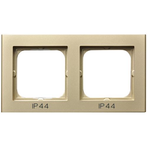  Рамка Ospel Sonata Шампанский золотой 2-постовая для выключателя IP-44 RH-2R/39