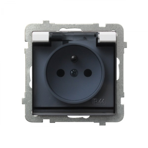 Ospel Sonata Белый Розетка 1-ая с/з IP44 польск.станд, без рамки GPH-1RZ/m/00/d