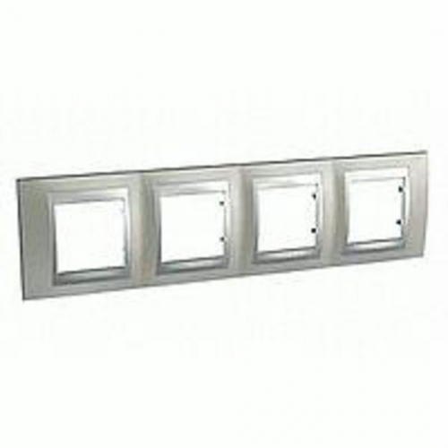  Рамка Unica Top Никель / Алюминий 4-постовая Schneider Electric MGU66.008.039