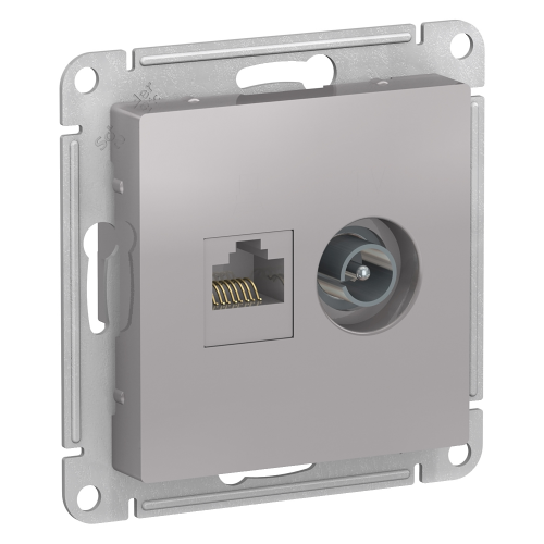  Atlasdesign Розетка двойная ТВ + компьютерная RJ45, кат. 5Е, Алюминий Schneider Electric ATN000389