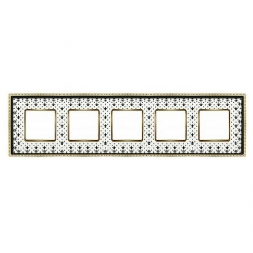  Рамка Belle Epoque Porcelain Black lys / bright gold 5-постовая гор/верт. Fede FD01475NEOB