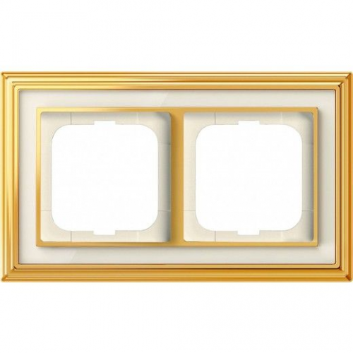  Рамка Dynasty Латунь полированная белое стекло 2-постовая ABB 1722-838-500