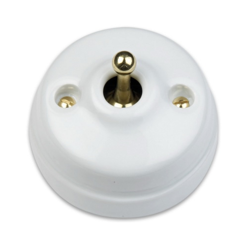  Кнопка (тумблерная)10A-250V, белый/золото Fontini 60312632