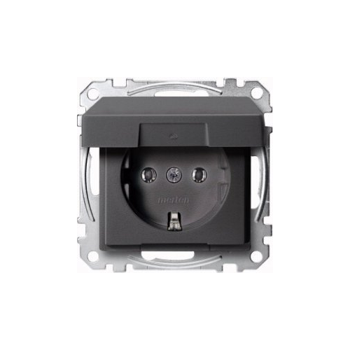  Механизм розетки SCHUKO с крышкой антрацит Merten MTN2311-0414