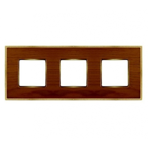  Рамка Belle Epoque Wood Cherry / Bright gold 3-постовая гор/верт. Fede FD01453COB