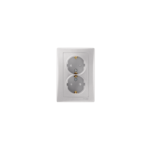  Розетка двойная с з\к без шт., алюминий Schneider Electric SDN3000660