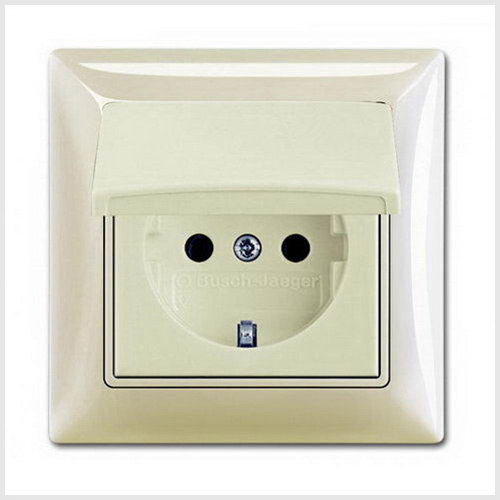  (20 EUCKD-92-50), Розетка SCHUKO 16А 250В, IP44, в сборе, серия Basic 55, цвет слоновая кость, ABB 2018-0-1504