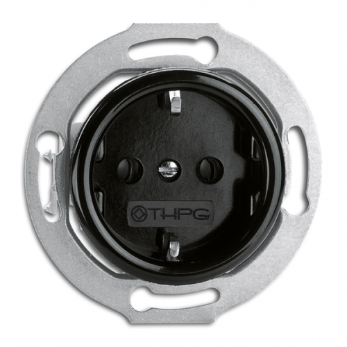  Розетка с защитными шторками для стеклянной рамки 16A, AC 250V. Bakelite центральная вставка. С винтовыми зажимами. С защитой от детей THPG 100639