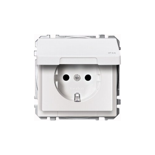  Механизм розетки с заземлением с крышкой IP 44, белый Merten MTN2314-4019