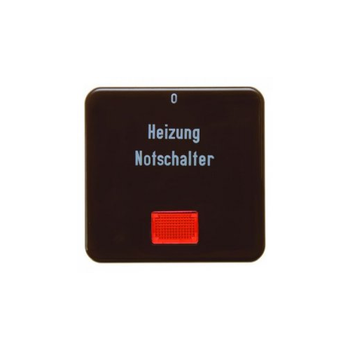  Клавиша с красной линзой и надписью "Heizung Notschalter" цвет: коричневый, с блеском Влагозащищенный скрытый монтаж IP44 Berker 156901
