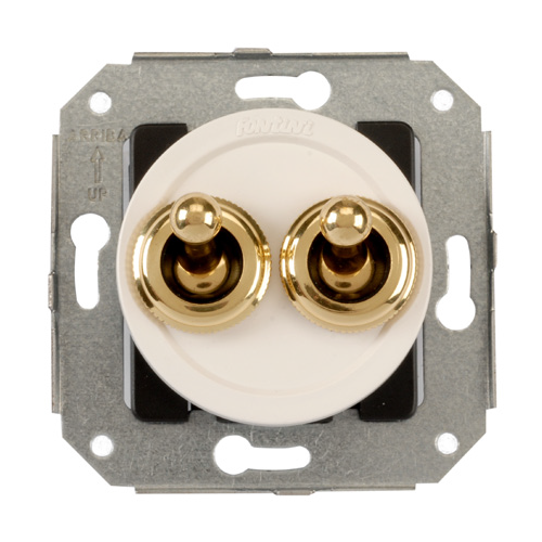  Двойная кнопка(тумблерная)10A-250V ~ 24V DC, хром/белый Fontini 65345262