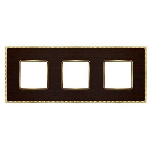 Рамка Belle Epoque Wood Wenge / Bright gold 3-постовая гор/верт. Fede FD01453WOB