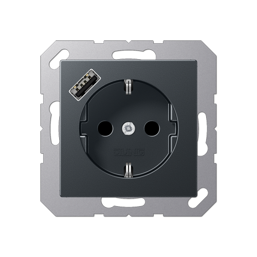  матовый антрацит Розетка SCHUKO® с 1 USB-портом типа A Jung A серия A1520-18AANM
