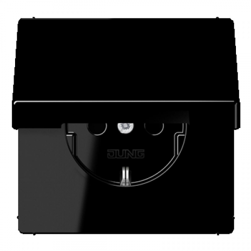  LS 990 Черный Розетка с заземлением с откидной крышкой Jung 16А/250В LS1520KLSW