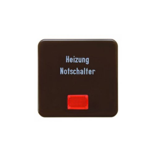  Клавиша с красной линзой и надписью "Heizung Notschalter" цвет: коричневый, с блеском Влагозащищенный скрытый монтаж IP44 Berker 156801
