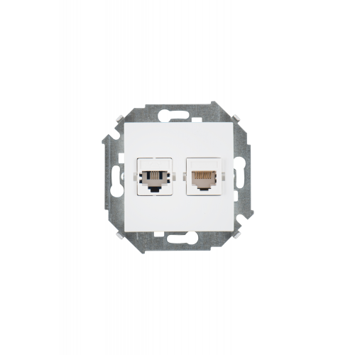  Розетка телефонная двойная RJ11, винтовой зажим, белый Simon 15 1591589-030