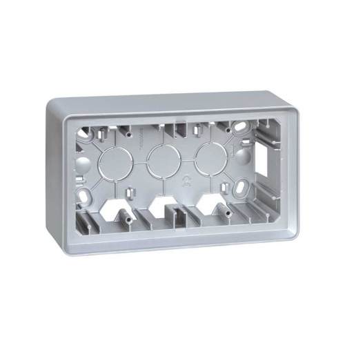  Монтажная коробка для накладного монтажа, 2 поста, S82 Detail, алюминий Simon 8200760-093