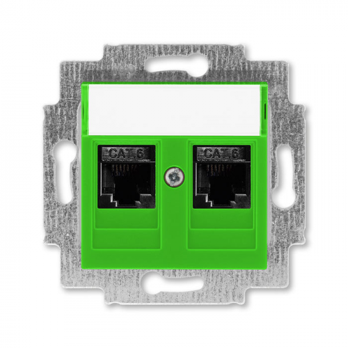 Розетка телефонная ABB Levit двойная 2хRJ45 категория 6 зелёный 5014H-A61018 67W 2CHH296118A6067